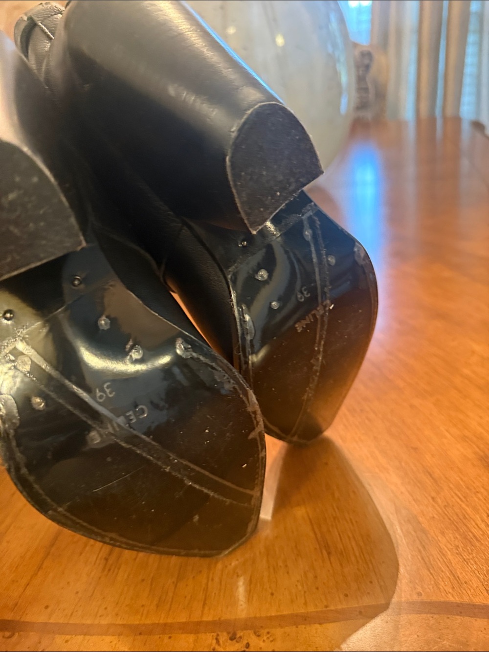 Celine Black Leather Lace-Up Buckle Ankle Boots - Picture 4 of 4